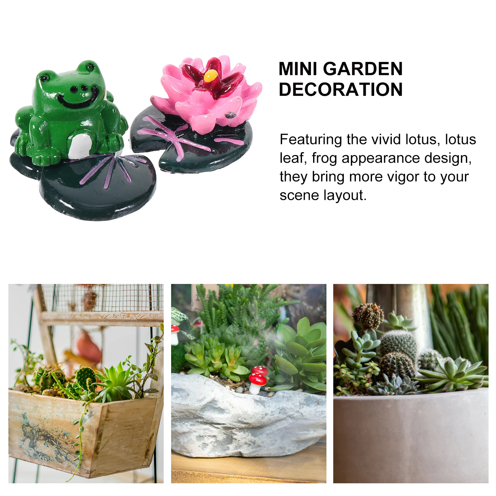 

Alipis 1 Set Mini Moss Decor Resin Lotus Leaves Garden Accessories Desk Flowerpot Party Ornament