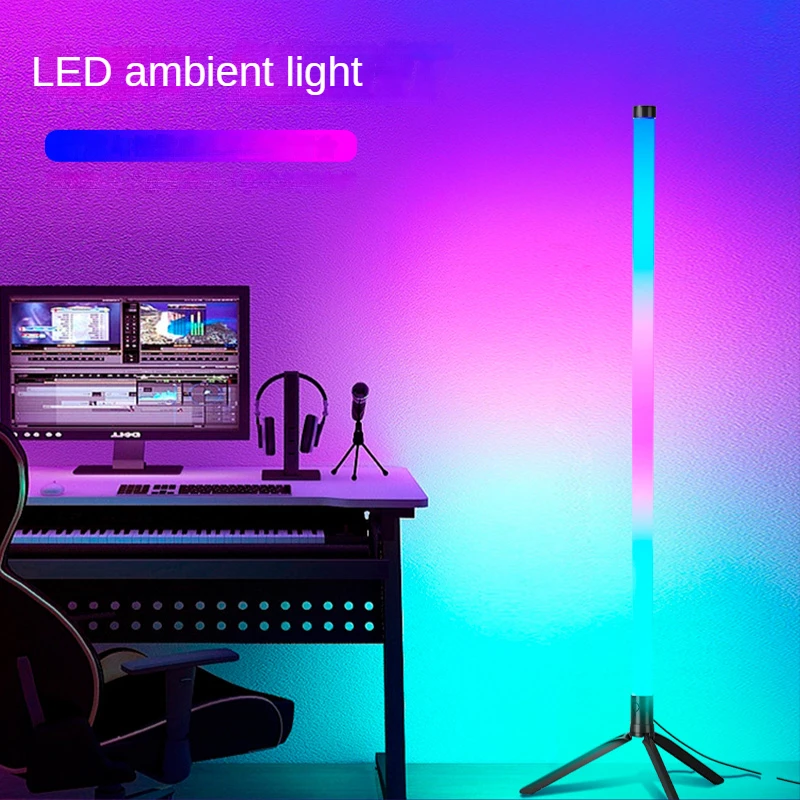 Imagem -03 - Criativo Rgb Controle Remoto Parede Canto Piso Lâmpada Moderna Simples Led Partido Atmosfera Iluminação Tripé Stand Lâmpada Rgb Luzes