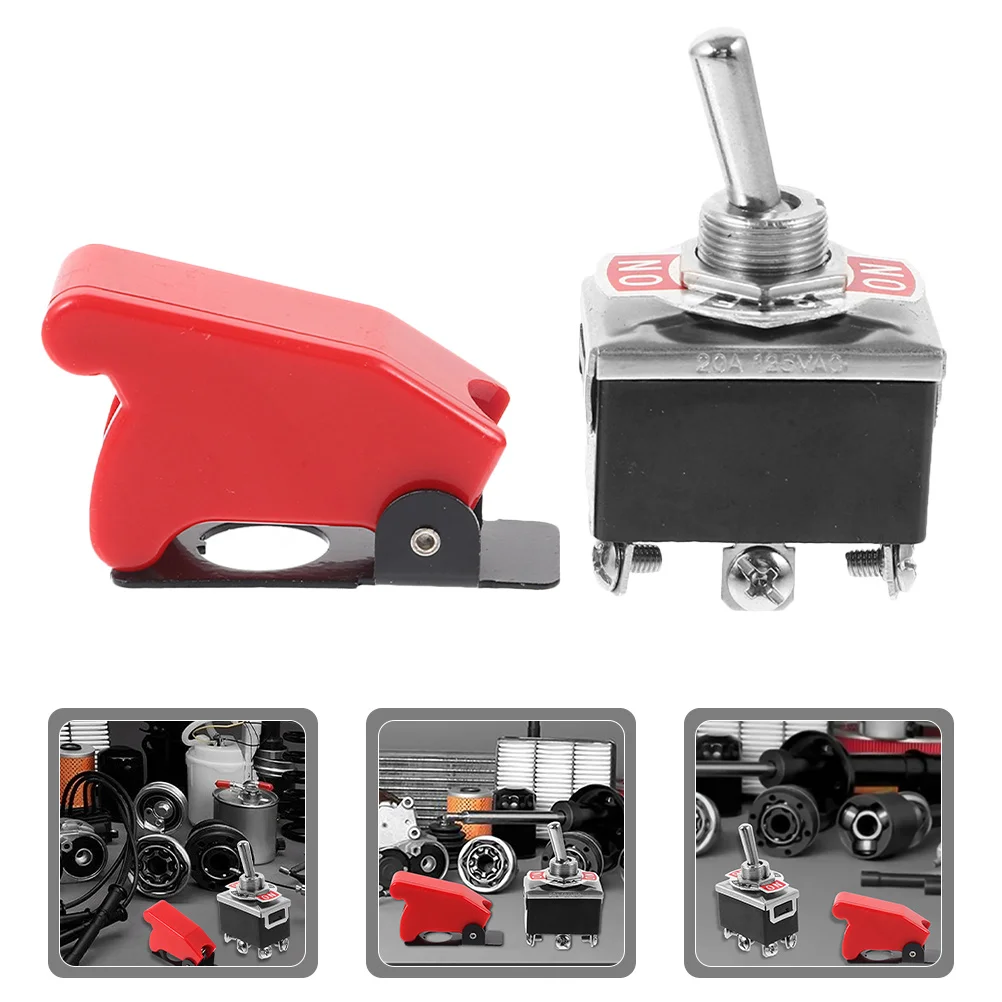 

2Pcs Red Cover Toggle Switch Heavy Duty for Car Boat Automotive Replacement Electrical System Safe Durable Stylish Easy Install