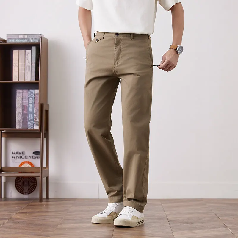 2025 Army Green High-end Tactical Casual Pants for Men, 97% Cotton Loose Straight Leg Quick Drying Mens Casual Sports Trousers