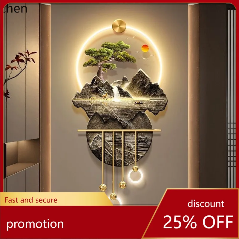 ZML Landscape Entryway Decorative Painting High-end Illuminated Hanging Painting 3D Pendant Wall Decoration Painting