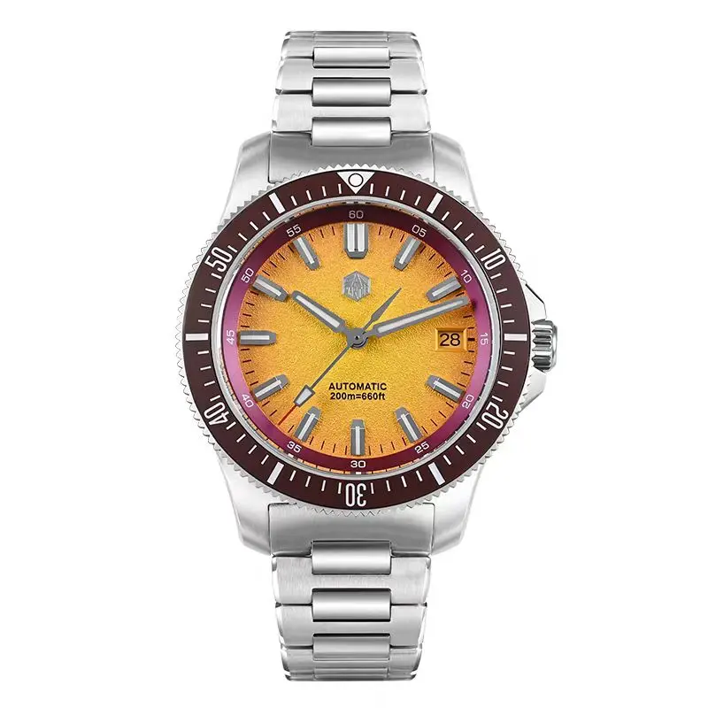 San Martin Men Automatic Watch 40mm Mechanical Wristwatch Diver 20ATM Waterproof Luminous NH35 Gradient Dial Ceramic Bezel