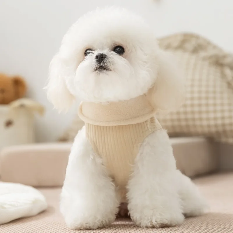 

Dog Sweatshirt Fleece Lined Lapel Collar Warm Soft Solid Color Basic Pullover Two Legs Small Dog Puppy Clothes Winter Cozy Plush