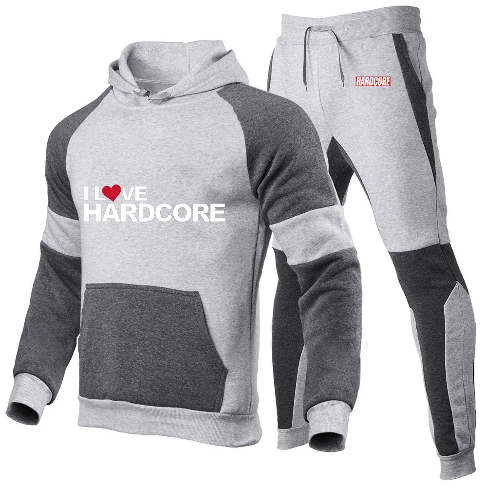 Hardcore Technics 2024 Men New Leisure Spring and Autumn Tracksuit Sweatshirt+Pants Pullover Hoodie Sportwear Suit Casual Clothe