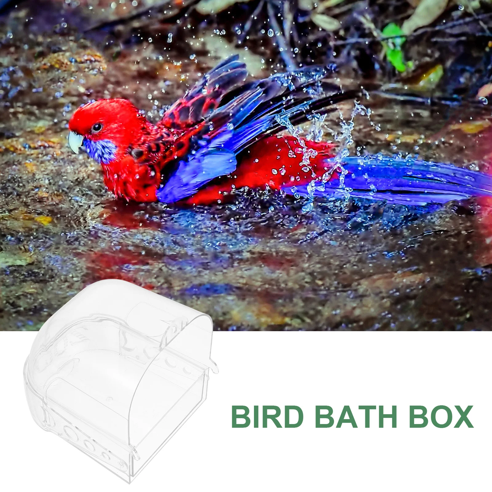 

Bird Bath Box Plastic Shower Tub for Parrot Suitable Medium Birds Cage Hanging Dry Clean Water Wash Pet Supplies Feeding