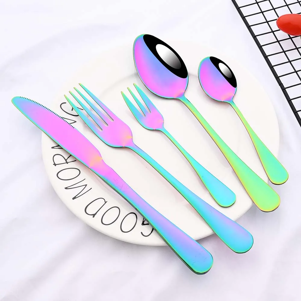 Pink Gold 6/30Pcs Stainless Steel Dinnerware Cutlery Set Silverware Flatware Set Dinner Knife Cake Fork Tea Spoon Tableware Set