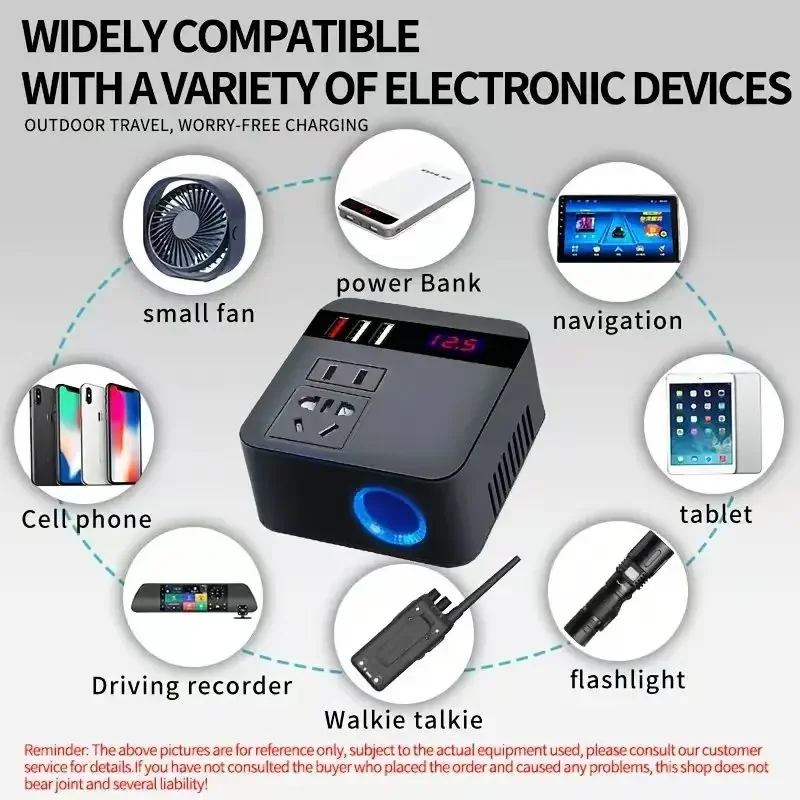 Inverter per auto DC12V/24V a DC110V/220V 150W prese per Display a LED di picco adattatori per Inverter di potenza ricarica rapida Inverter per