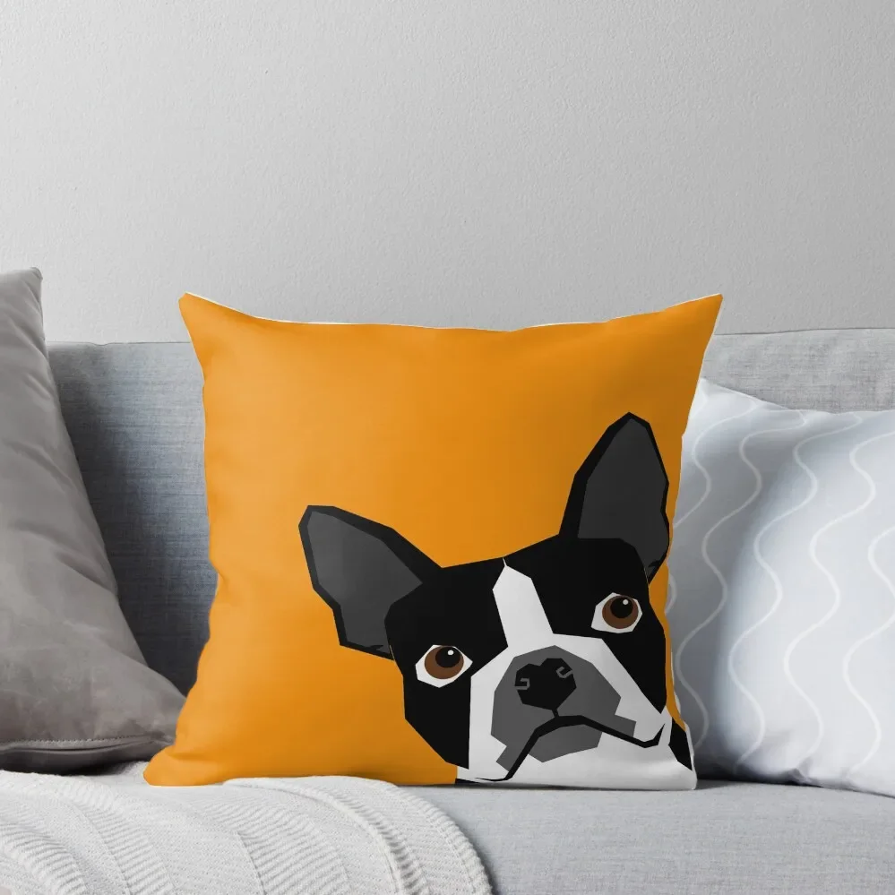 

Peeking Boston Terrier funny dog art customizable gift for dog lovers dog person must haves Throw Pillow christmas supplies