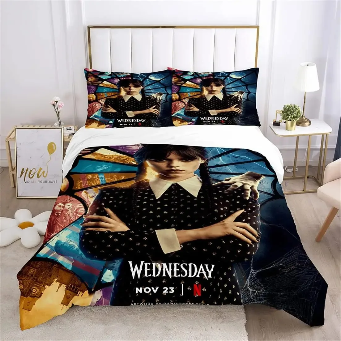 Duvet Cover Cartoon Wednesday New Fashion Design Bedding Set Disney Addams Quilt Cover Pillowcase Girls Boys Adult Bedding