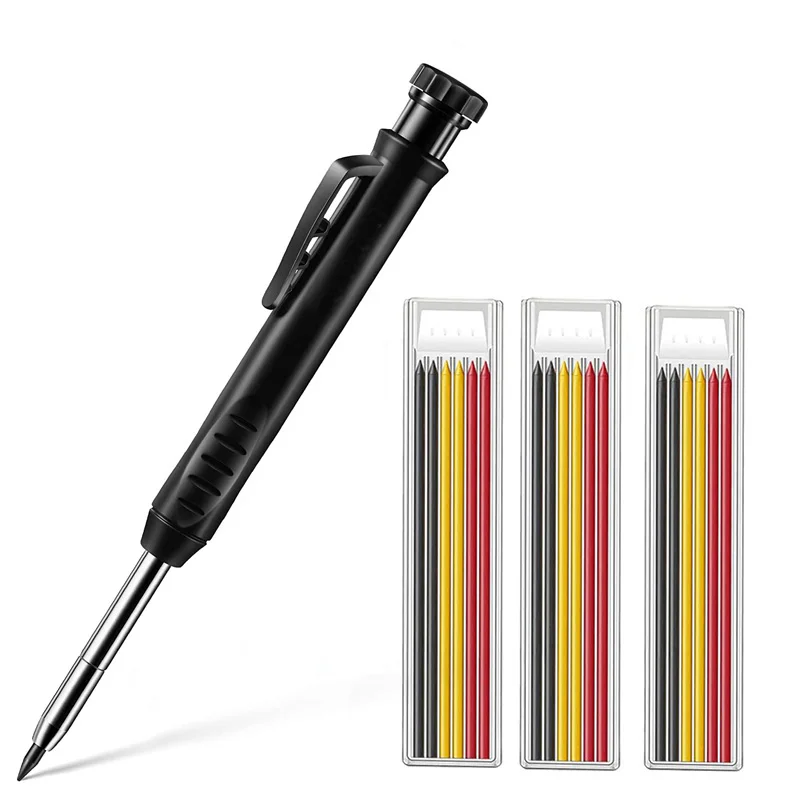 Solide Zimmermannsbleistift-Nachfüllminen, mechanische Stifte mit tiefem Loch für Holz, Glas, Metall, Markierungswerkzeug-Set für Holzbearbeitungsarchitekten