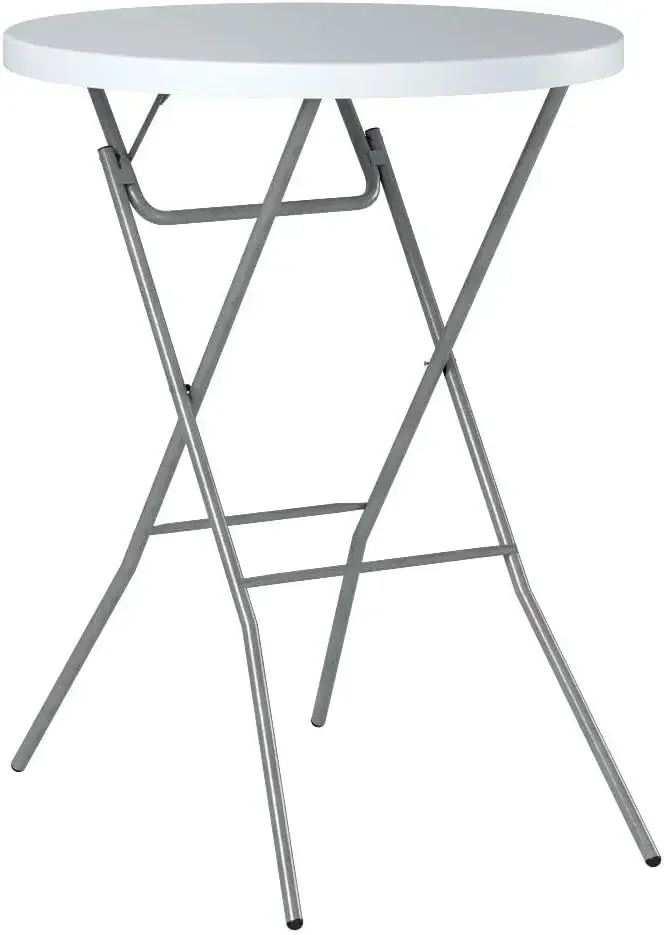 Bar Height Folding Table, Round Indoor Outdoor Accessory for Patio, Backyard, Dining Room, Events w/Th