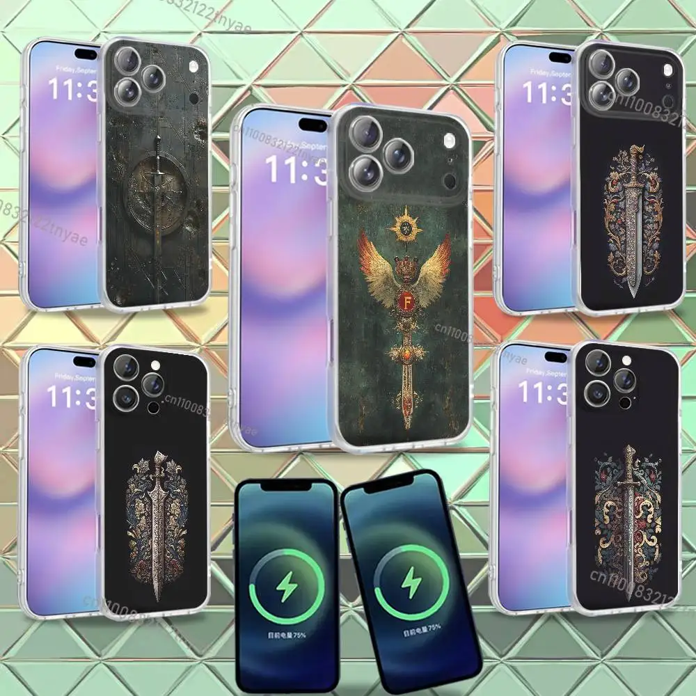 

Medieval Sword Design Phone Case For iPhone 16,14,11,17,13,15,12,Air,Plus,Pro,Max,E,Mini Frosted for MagSafe Magnetic Wireless