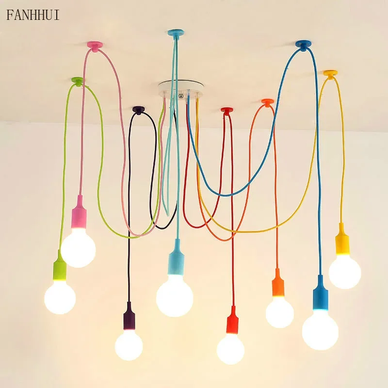 4/6/8/10/12 Heads Modern Colorful Pendant Lights Dining Room Living Room  Art Spider Ceiling Indoor Decoration Lamp Chandeliers