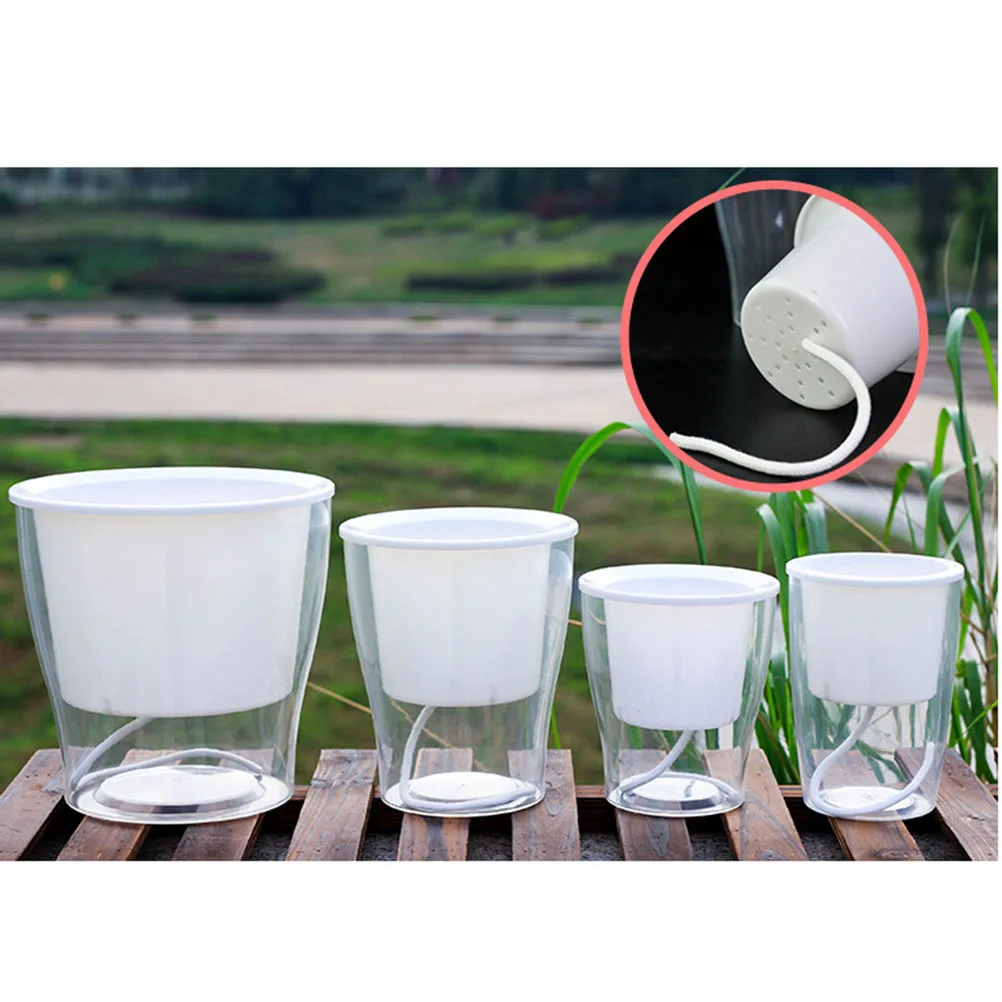 

Resin Flower Pot Self Watering Planter Large Durable Reusable Transparent Water Level Storage pots AutomaticWater