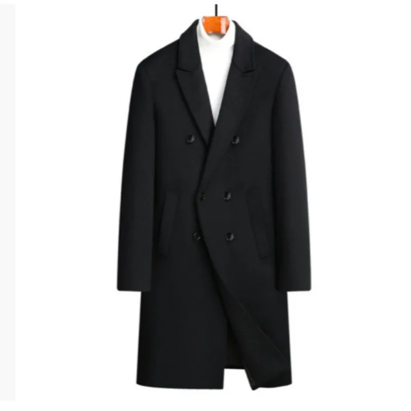 

New Autumn and Winter Thickened Men's Woolen Coat Men's Loose and Fashionable Woolen Windbreaker Double-breasted Jacket