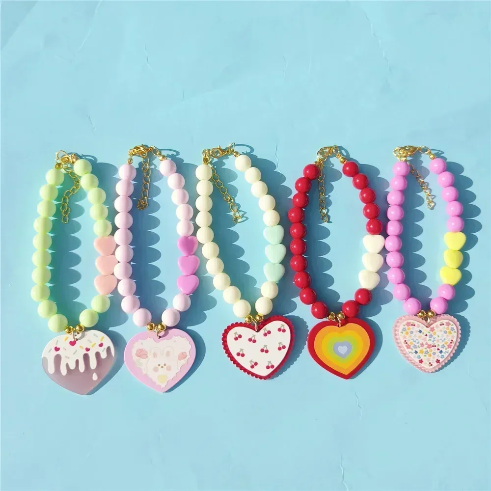 الملونة القلب قلادة الحيوانات الأليفة اللؤلؤ طوق القط طوق مجوهرات لطيف جرو اكسسوارات الكلب سلسلة تشيهواهوا الزفاف مجوهرات الحيوانات الأليفة الاشياء #4