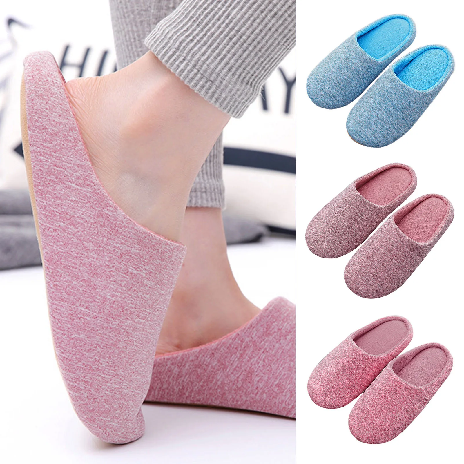 

Women's Slipper Solid Color Autumn And Winter Home Slipper For Men Warm Indoor Bedroom Slides Men Stripe Slippers Women