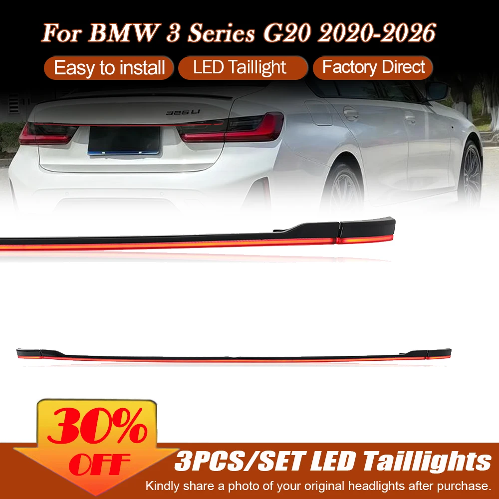 Car Tail Lamp Through For BMW G20 318i 320i 325i 330i 340i 2020-2026 DRL Brake Reverse Fog Turning Signal LED Taillight Assembly