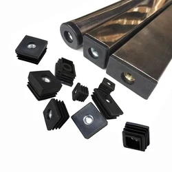 Tappi per tubi quadrati 2/4/8/10Pcs con foro per dado M6 M8 20x20mm coperchio per inserti terminali per mobili in plastica nera/bianca