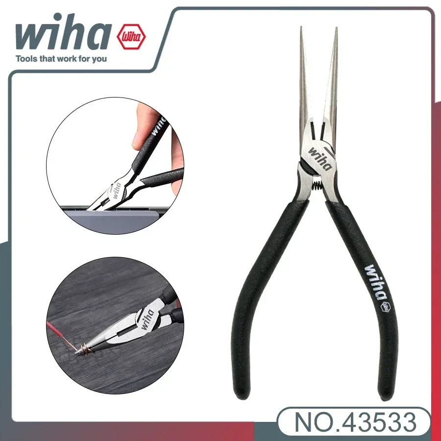 Genuine WIHA  NO.43533|45841 GermanyWiha 6 Inch Long Nose Pliers With Wire Cutter Needle Nose Pliers for Heavy Duty Cutting and