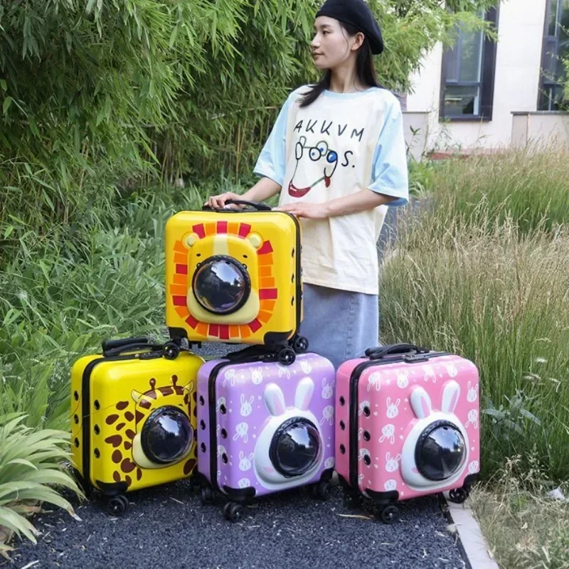 

Cartoon Space Cabin Pet Luggage Small Dog Suitcase Cats Travel with Big Capacity and Breathability Portable Outdoor Cat Suitcase