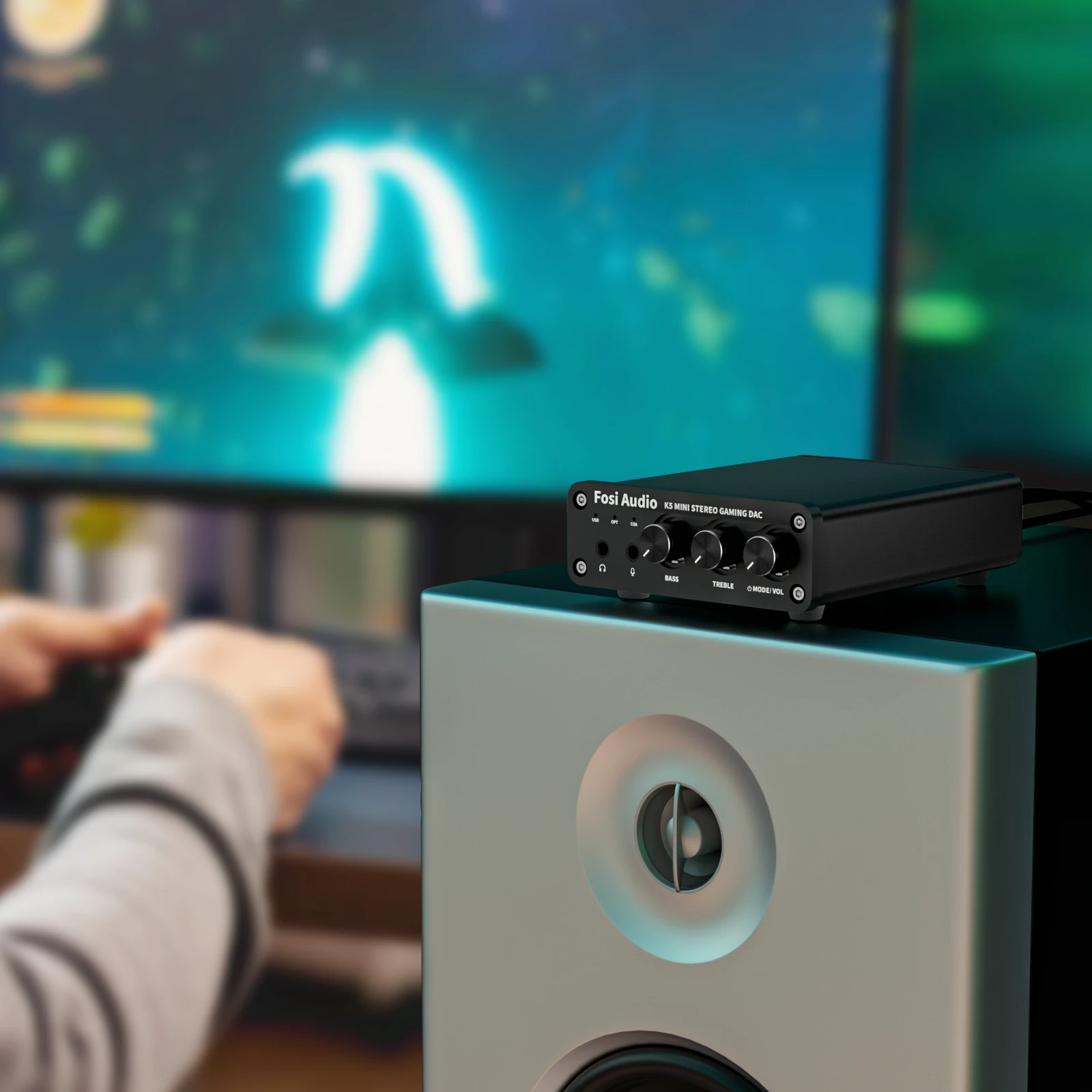 Fosi-USBビデオゲームオーディオ,マイク付きヘッドセット,オーディオアンプ,デスクトップ電源用ACアダプター