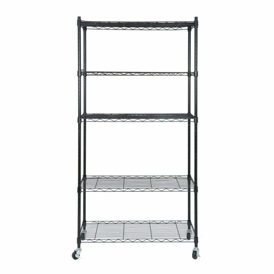 2PCS 5-Tier Shelves Wire Unit Rack Large Space Storage Rolling w/4 Wheel Casters