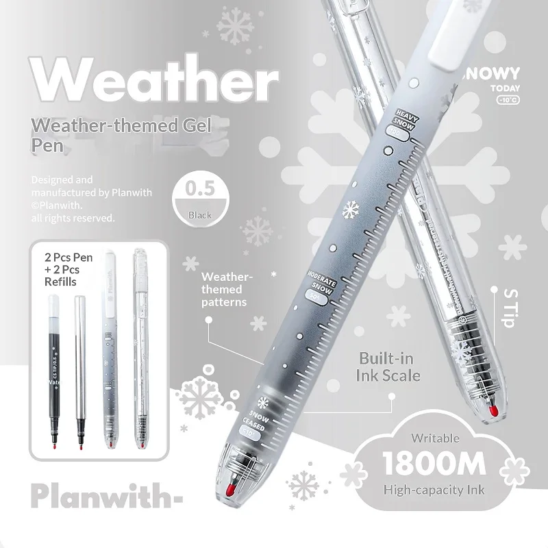 Planwith 4-in-one Gel Pens Stationery Set, 1800M Large-capacity Writing Length Quick-dry,Efficient Learning  Exam Office Tools