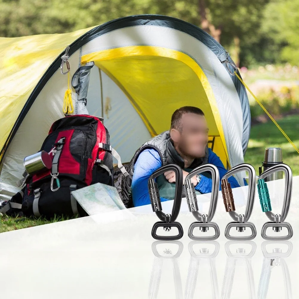 2pcs Black Aluminum Alloy Rotating Hook 360 Degree For Pet Leash Backpack Lanyard Tent Camping Hardware Accessories