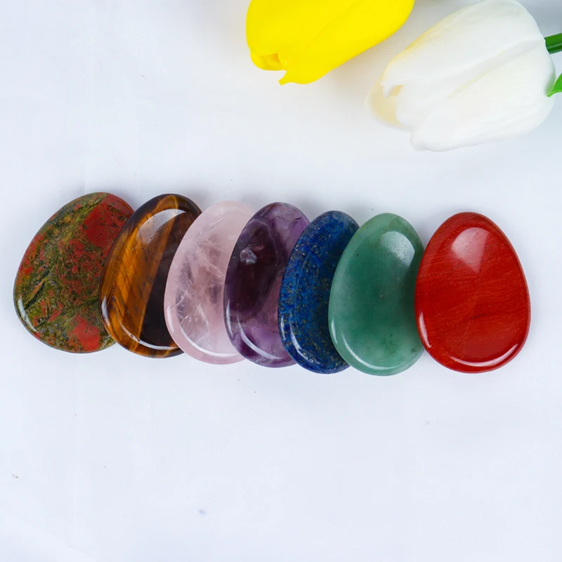 Jade Chakra Palm Stone, Natural Crystal Quartz, Worry Thumb Gemstone, Healing Massager, Home Decor