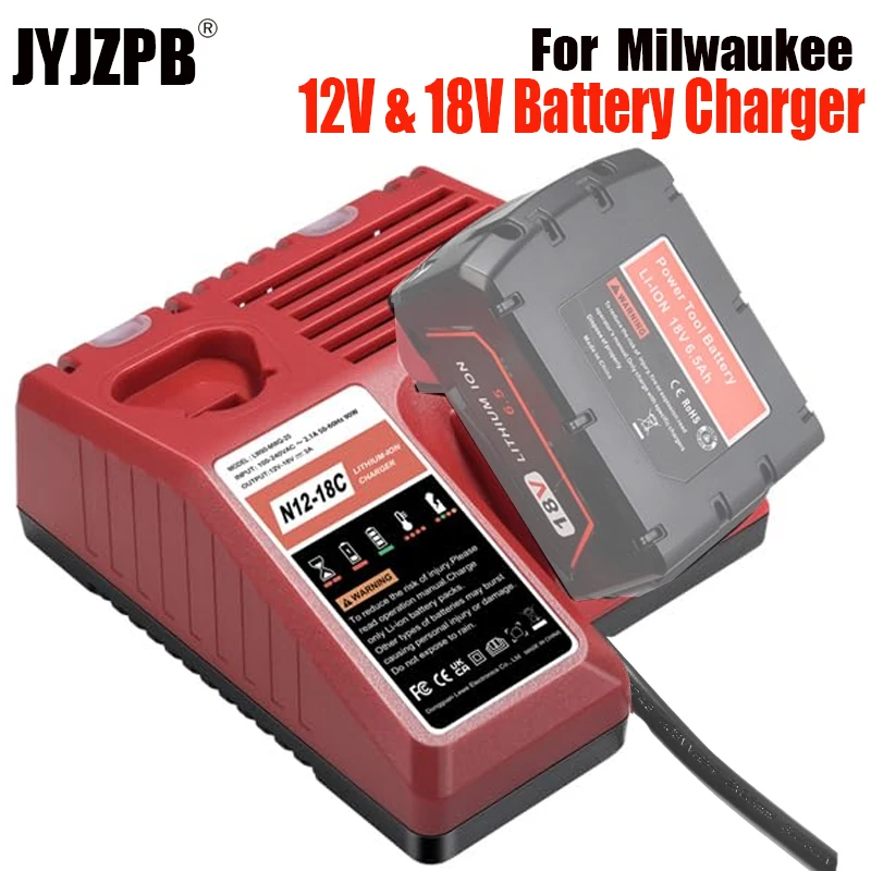 Cargador M12 M18 para Milwauke, batería de iones de litio de 14,4 V, 18V, 10,8 V, 12V, 48-11-1815, 48-11-1820, 48-11-1840, 48-11-1850