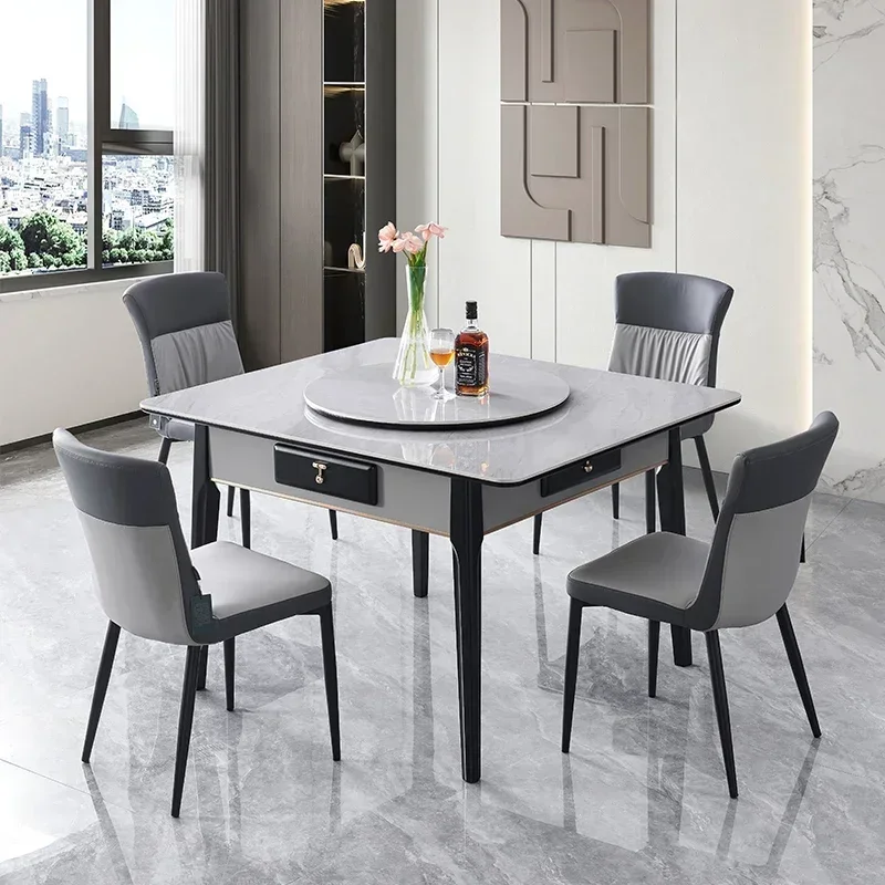 

Mahjong Machine Mahjong Table Dining Table Dual-Use Solid Wood Integrated Household Mute Motor Linen Modern Minimalist