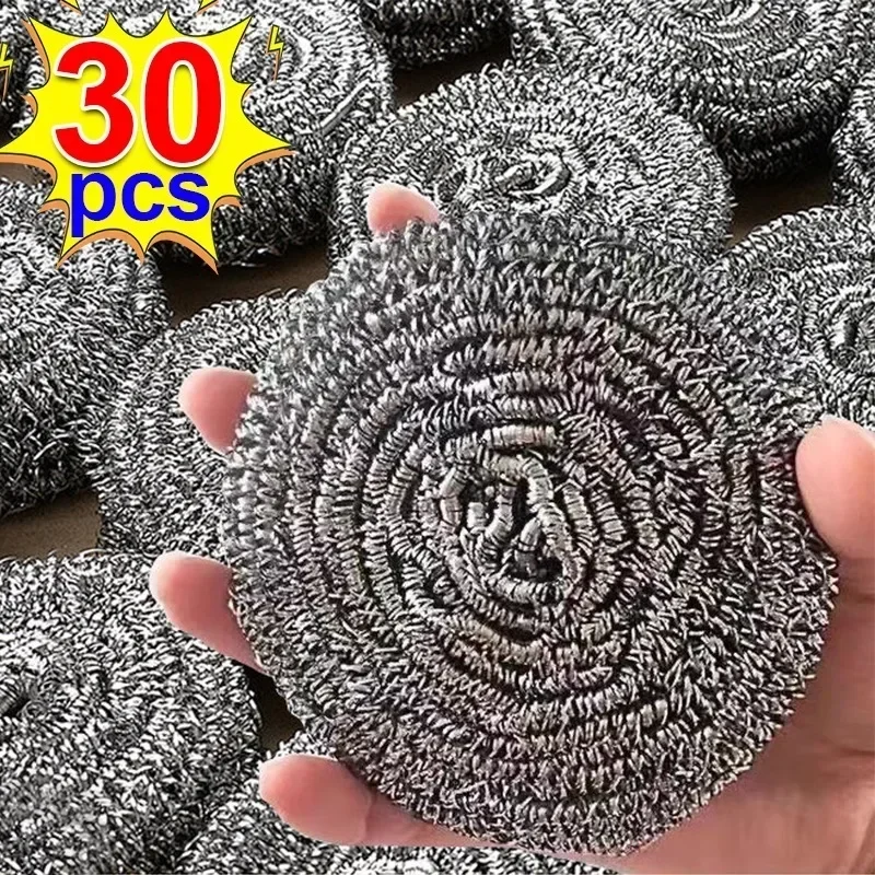 

30pcs Heavy Duty Wire Steel Cleaning Ball Stainless Steel Dishwashing Balls Scrubbers Cleaner Kitchen Scrubbing Sponges Tools