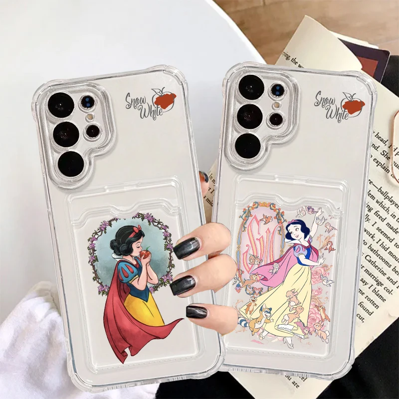 Snow White Disney Fashion Cute For Samsung S24 S23 S22 S21 S20 Ultra FE Plus A55 A53 5G Photo Card Bag Transparent Soft