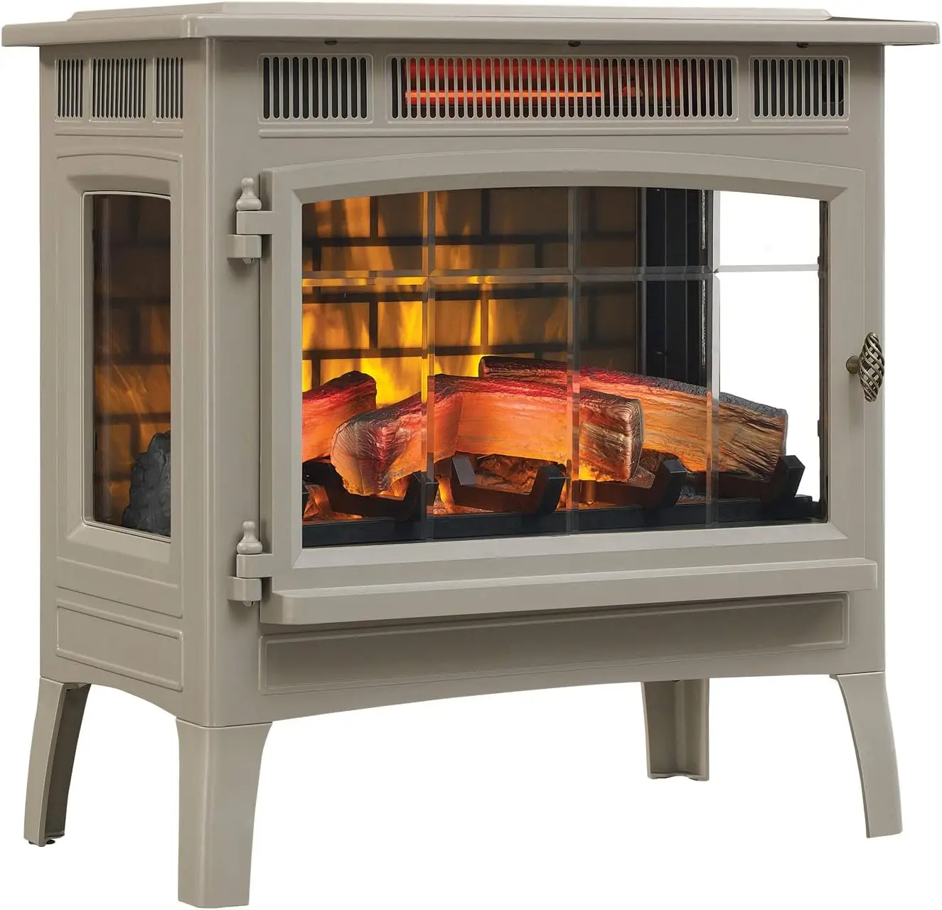 Electric Infrared Quartz Fireplace Stove with 3D Flame Effect, French Gray