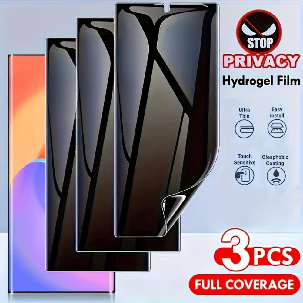 3 Stück Full Cover Anti Spy Hydrogel Film für Samsung Galaxy S25 S24 S23 Ultra S22 S21 Plus Note 10 20 Ultra Telefon Displayschutzfolie