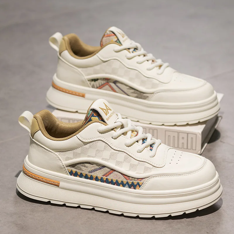 

Мужские новые осенние белые кроссовки 2025 года и повседневная обувь с массивным высоким берцем — легкая, увеличивающая рост и удобная