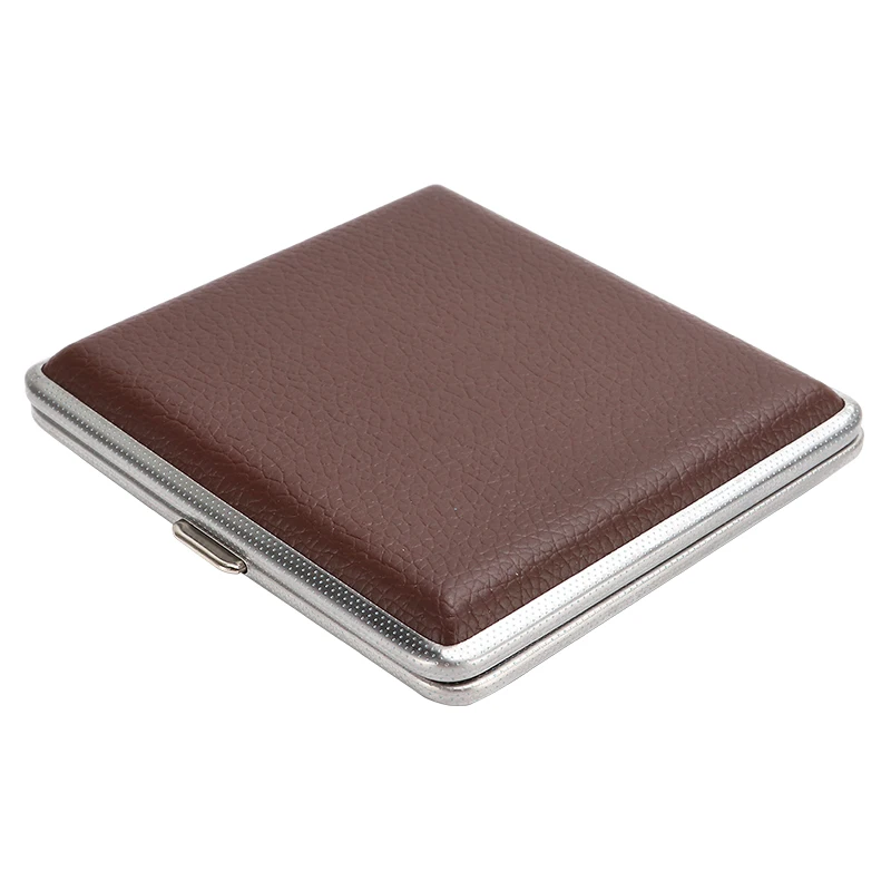 

Leather Cigarette Box 20 Sticks Case Metal Leather Smoking Accessories Cigarette Storage Cover Hold For Men Gift