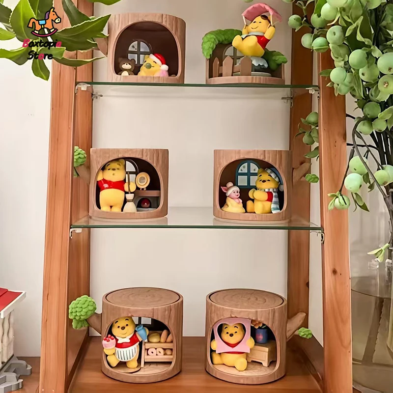 New Genuine Winnie The Pooh Wood Tree House Series Blind Box Desktop Ornaments Figure Doll Pupu Mystery Box Toys Kawaii Gift view 2