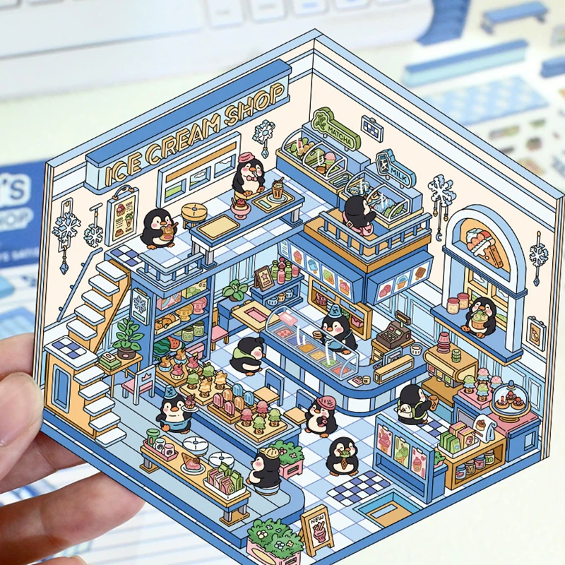 1 компл. 3D наклейка «сделай сам», штабелирование сцены кабины, трехмерные милые детские наклейки с героями мультфильмов, наклейки «сделай сам», подарки для ручного счета