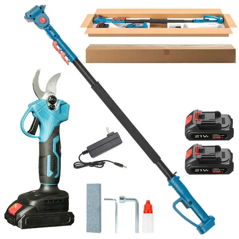 Pemangkas Dahan Listrik Isi Ulang dengan Baterai Li-ion, Panjang Ekstra untuk Pemangkasan Dahan, Alat Kebun Lintas Negara