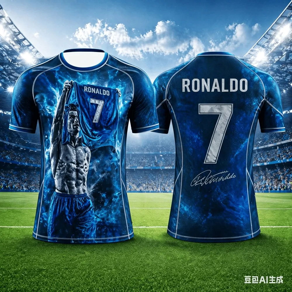 2026 Neues Ronaldo Fußballtrikot 3D Sport Feuchtigkeitsableitendes Atmungsaktives Kinder-T-Shirt Outdoor Fan Club Trainingsanzug – Detail 5