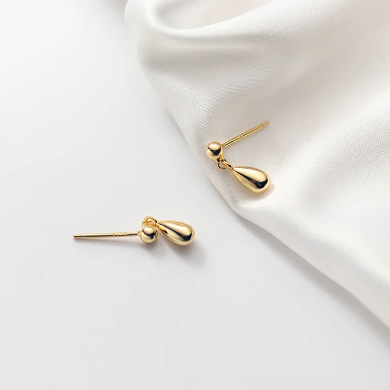 RYJU 925 Sterling Silver Simple Metal Water Droplet Earrings for Women Girls Unique Creative Minimalism Earrings Fine Jewelly