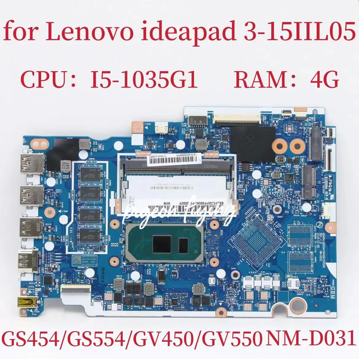 

NM-D031 for Lenovo Ideapad 3-15IIL05 Laptop Motherboard CPU:I5-1035G1 RAM:4G FRU:5B21B36563 5B20S44275