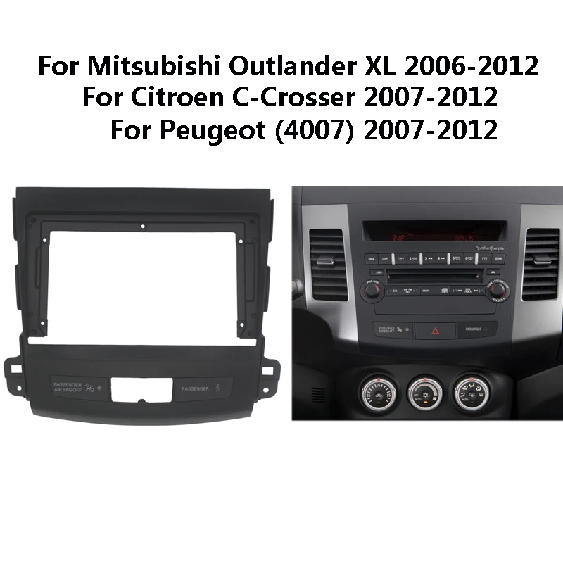 2 Din Car Radio Fascia For Mitsubishi Outlander XL/Citroen C-Crosser/Peugeot 4007 Auto Stereo Dashboard Panel Bezel Faceplate