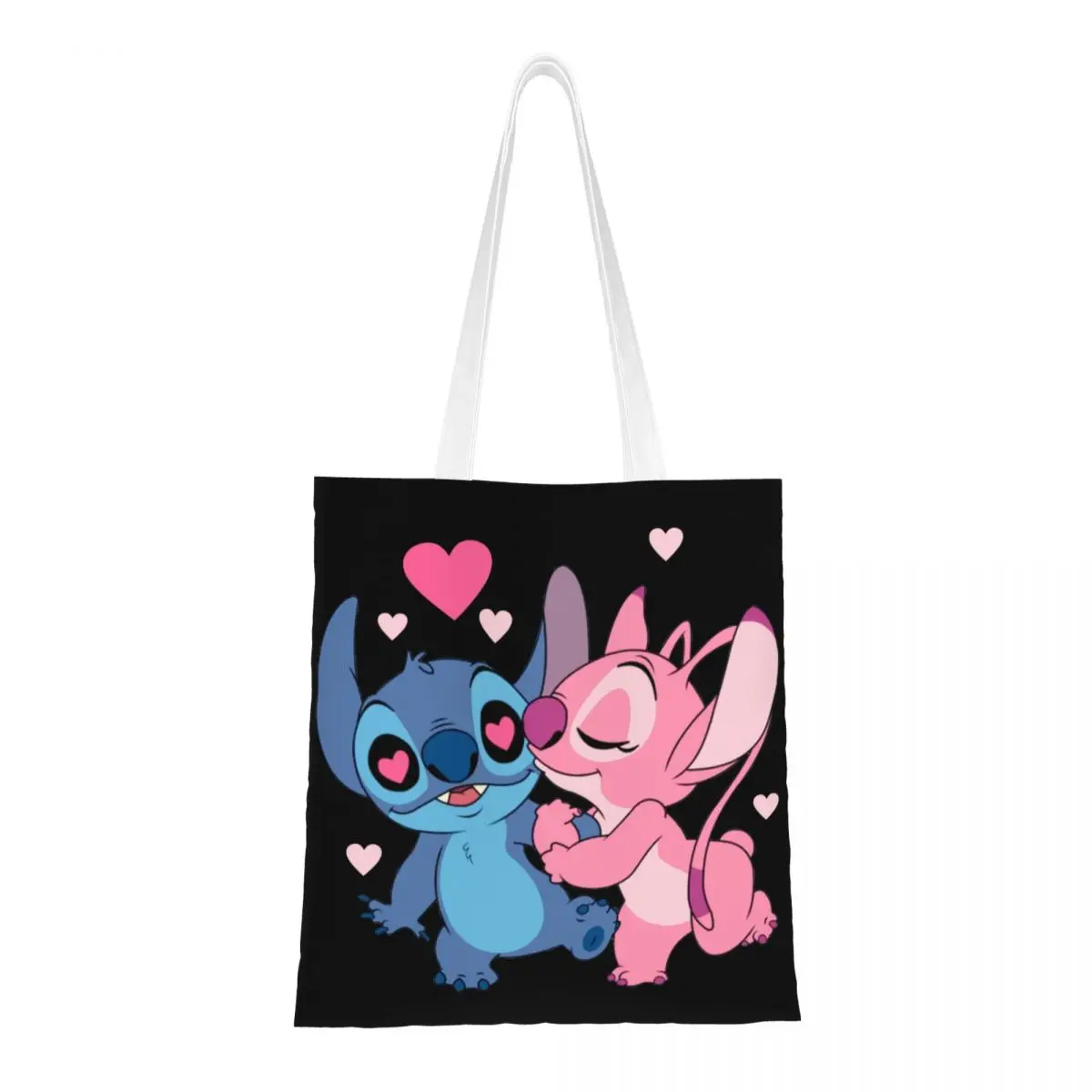 Custom Lilo Stitch Cartoon Anime Manga Groceries Shopping Bags Cute Printed Canvas Shopper Tote Shoulder Bag Durable Handbag