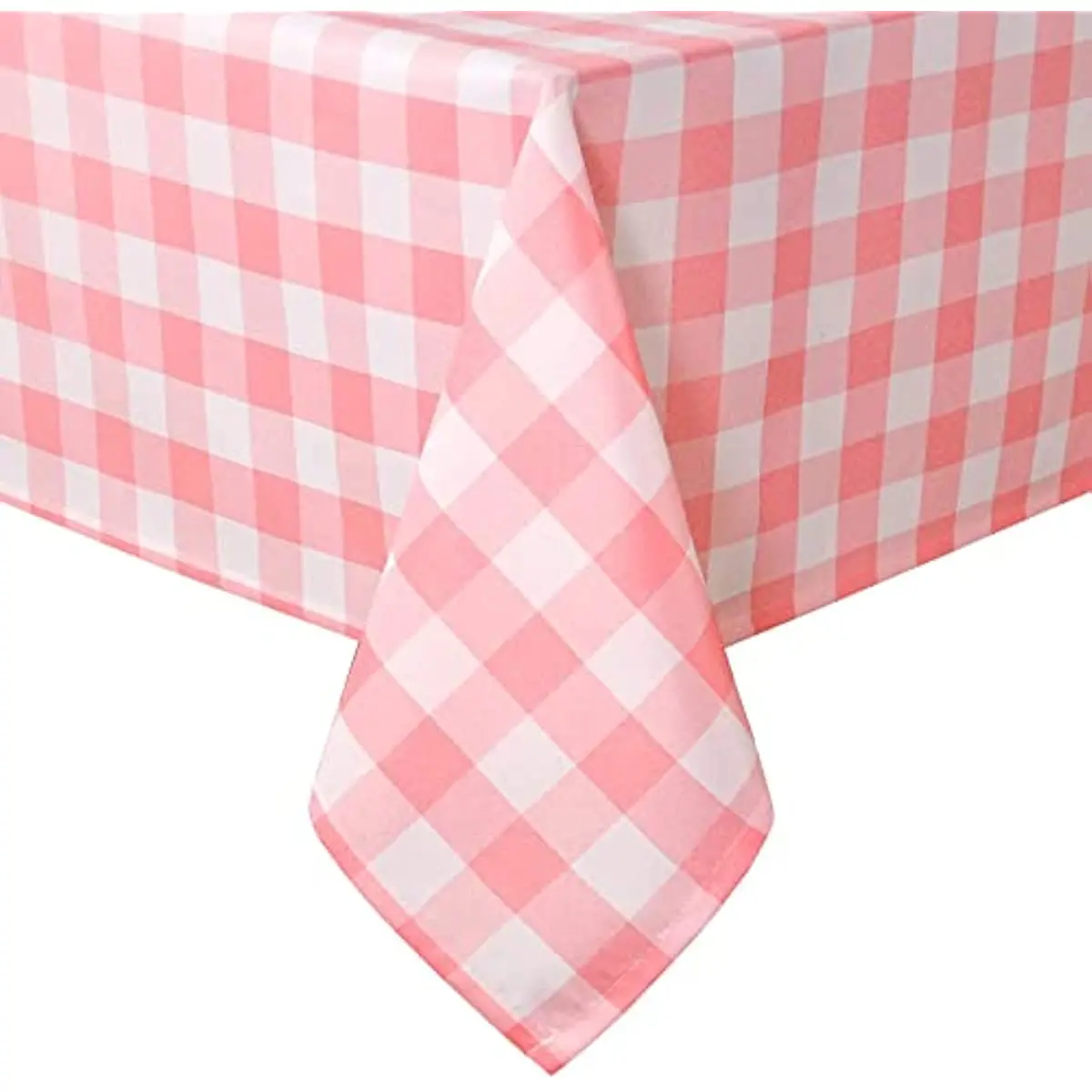 Peach Pink White Checkered Tablecloth Rectangle Stain Waterproof Table Cloth for Outdoor Picnic Holiday Dinner Valentines Day