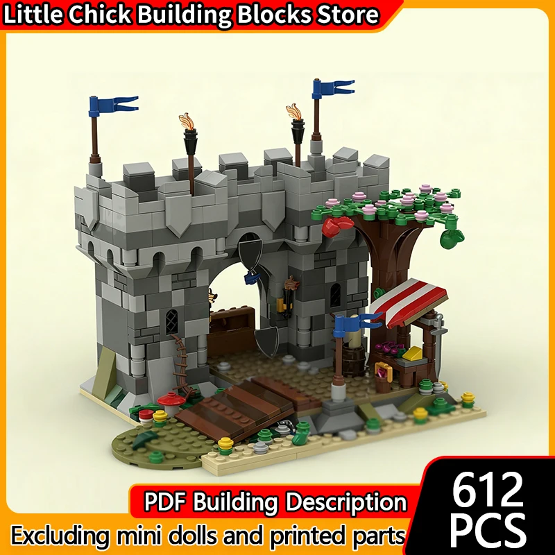 

Medieval Castle Model MOC Building Bricks Castle Gate With Market Modular Technology Children Holiday Gifts Assemble Toys Suit