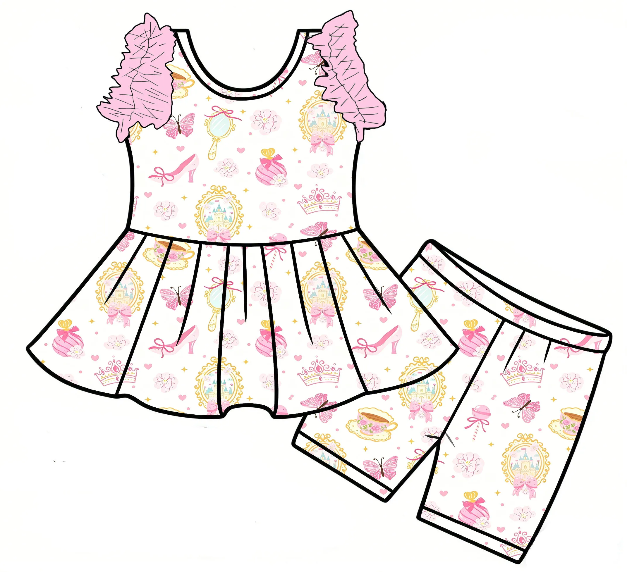 Toddler Legging Set - Hot-selling Strawberry Bow and Flower Print
