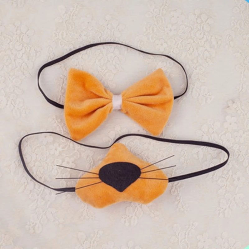 A0NF Urocza opaska na głowę i nosek kształcie lwa na okazje festiwalowe i uroczystości